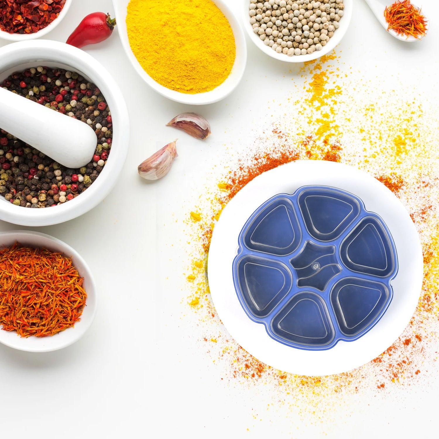 7185 Unique Design Multipurpose Masala / Spice Box Container Spice Box For Kitchen , Masala Container , ( Plastic 7 Section ) DeoDap 7185 Unique Design Multipurpose Masala / Spice Box Container Spice Box For Kitchen , Masala Container , ( Plastic 7 Section ) DeoDap